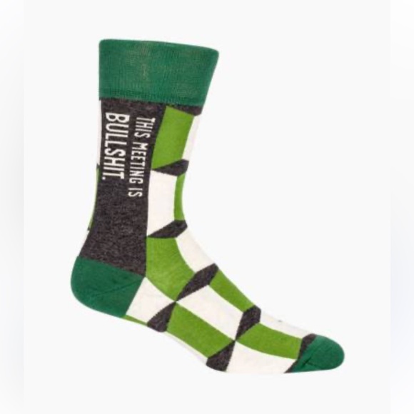 Blue Q Men's Crew Socks - Green, Gray, and Cream - Picture 1 of 6